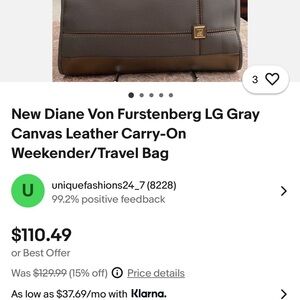 Diane Von Furstenberg Gray Canvas Leather Weekender